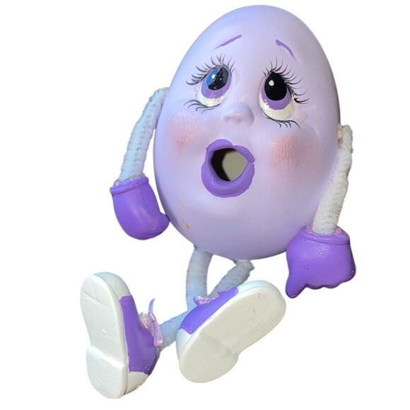 Vintage Surprised Ceramic Eggs Pipe Cleaner Anthropomorphic Easter Humpty Dumpty - Picture 1 of 10